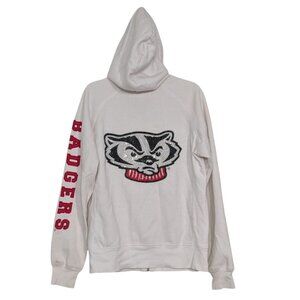 Bedazzled Wisconsin Badgers Hoodie Womens Size Medium White Reverse Weave Zip